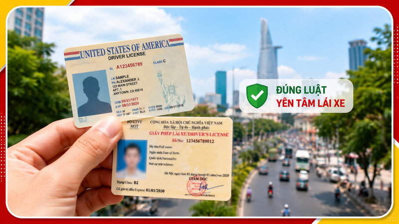 Đổi bằng lái xe Mỹ sang Việt Nam: Thủ tục 2026 1 Bằng lái Mỹ có lái xe ở Việt Nam được không? (Trả lời ngắn gọn)