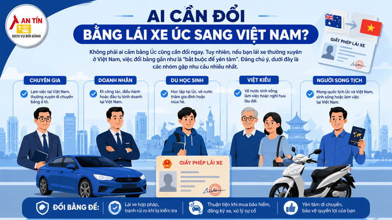 Ai cần đổi bằng lái xe Úc sang Việt Nam?