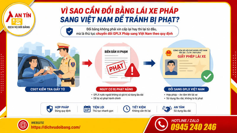 Vì sao cần đổi bằng lái xe Pháp sang Việt Nam để tránh bị phạt?