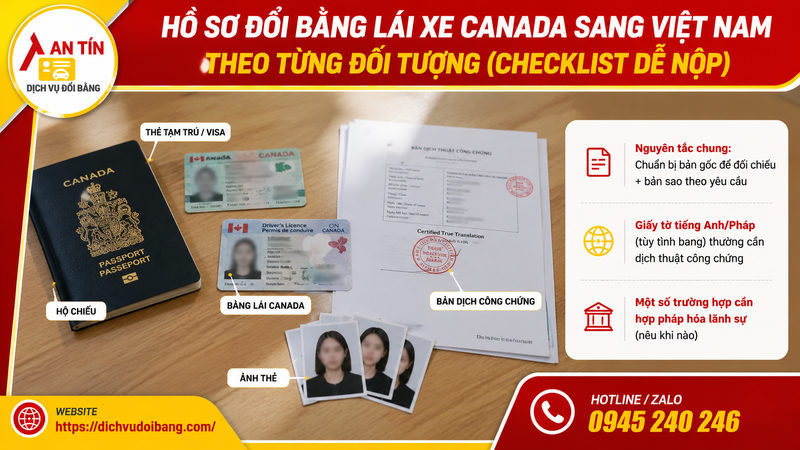 Hồ sơ đổi bằng lái xe Canada sang Việt Nam theo từng đối tượng (Checklist dễ nộp)