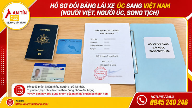 Hồ sơ Đổi bằng lái xe Úc sang Việt Nam (người Việt, người Úc, song tịch)